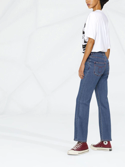 Shop See By Chloé Logo-patch Flared Jeans In Blau