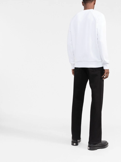 Balmain Logo-embroidered Cotton Sweatshirt In Weiss