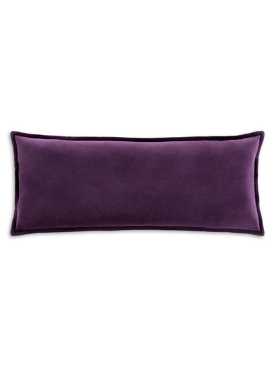 Shop Surya Cotton Velvet Down-fill Pillow In Dark Purple