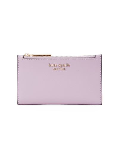 Shop Kate Spade Small Spencer Leather Bi-fold Wallet In Violet Mist