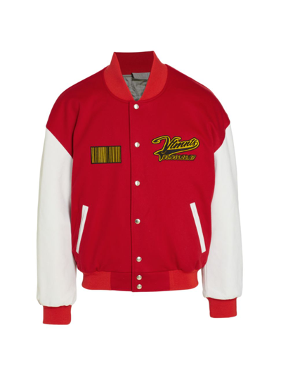 Shop Vtmnts Men's Logo College Wool Jacket In Red White