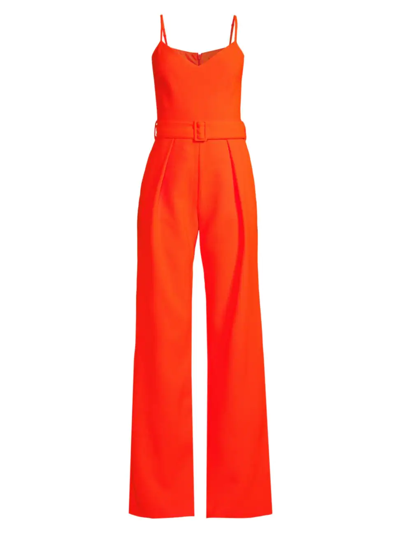 Shop Black Halo Women's Evie Belted Wide-leg Jumpsuit In Orange Tang