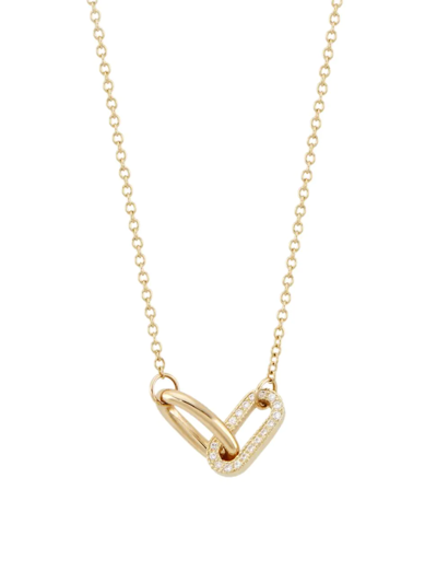 Shop Zoë Chicco Women's Diamonds 14k Yellow Gold & Diamond Link Necklace