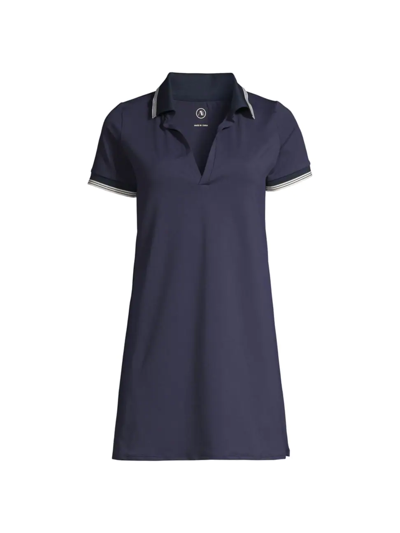 Shop Addison Bay Women's Easy Jersey Polo Dress In Navy White