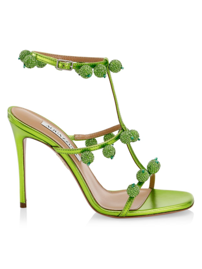 Aquazzura Cha Cha Cha Bauble-embellished Sandals In Lime | ModeSens