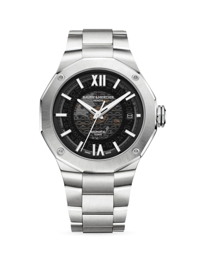 Shop Baume & Mercier Men's Riviera Stainless Steel Bracelet Watch