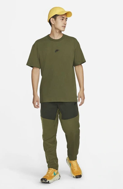 Shop Nike Sportswear Oversize Embroidered Logo T-shirt In Rough Green/ Black