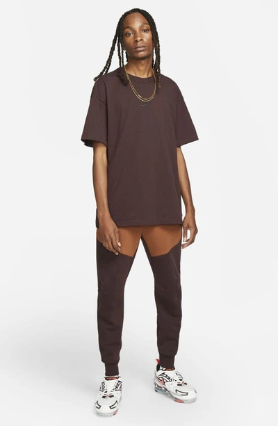 Shop Nike Sportswear Oversize Embroidered Logo T-shirt In Brown Basalt/ Black