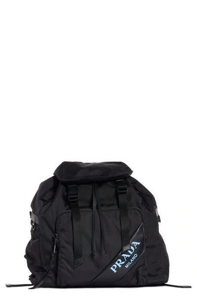 Shop Prada Tessuto & Calfskin Leather Backpack In Nero