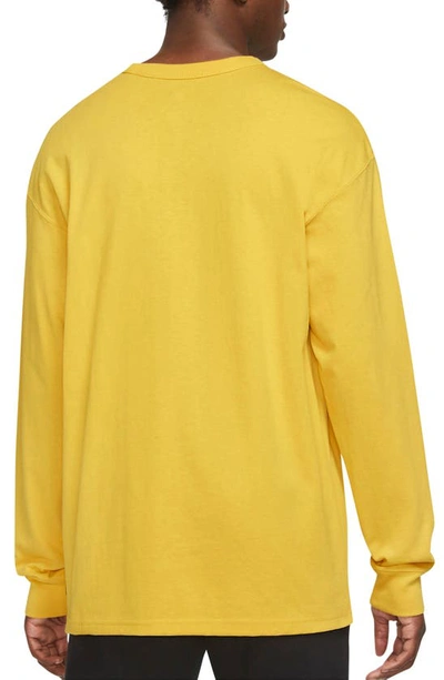 Shop Nike Sportswear Premium Essentials Long Sleeve T-shirt In Vivid Sulfur/ Black