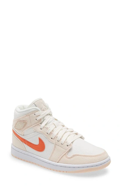 Shop Jordan Air  1 Mid Se Sneaker In Sail/ Orange/ Orange Quartz