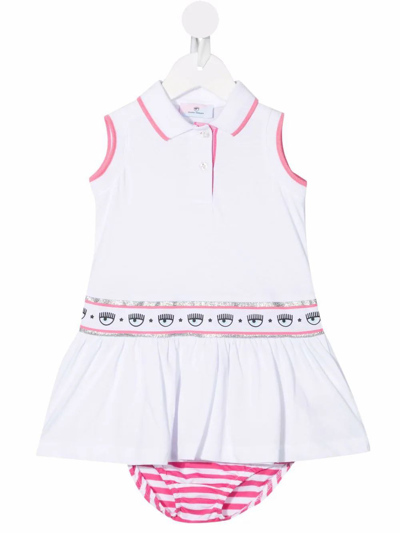Shop Chiara Ferragni Baby Girls White Cotton Dress