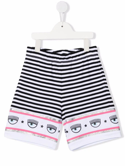 Shop Chiara Ferragni Girls White Cotton Shorts