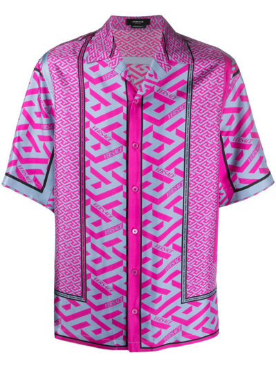 Shop Versace Men's Pink Silk Shirt