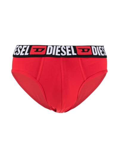 Diesel 3 Pack Large Waistband Logo Briefs In Black/white/gray-multi In Black