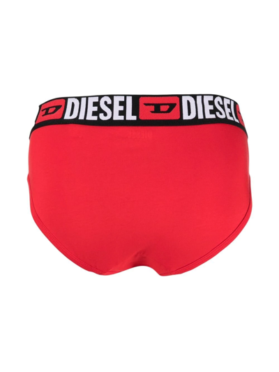 Diesel 3 Pack Large Waistband Logo Briefs In Black/white/gray-multi In Black