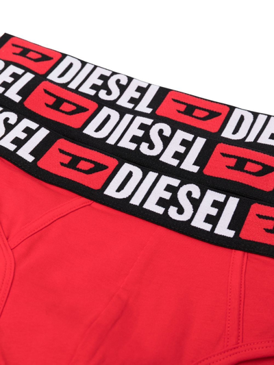 Diesel 3 Pack Large Waistband Logo Briefs In Black/white/gray-multi In Black
