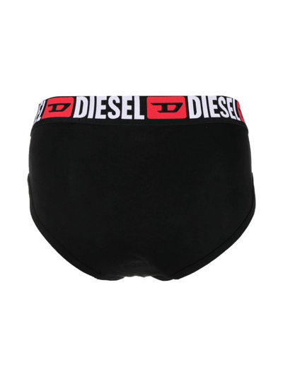 Diesel Three-pack Logo-print Briefs In Black