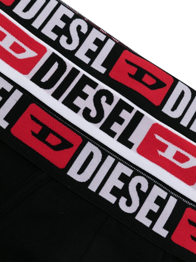 Diesel Three-pack Logo-print Briefs In Black