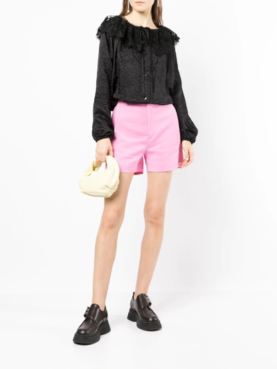 Shop Patou Lace-collar Long-sleeve Blouse In Black