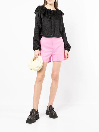Patou Lace-collar Long-sleeve Blouse In Black