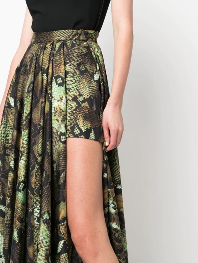Roberto Cavalli Snake-print Pleated Midi Skirt In Neutrals