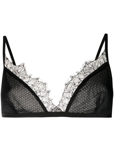 Shop Dion Lee Chantilly Mesh Triangle Bra In Black