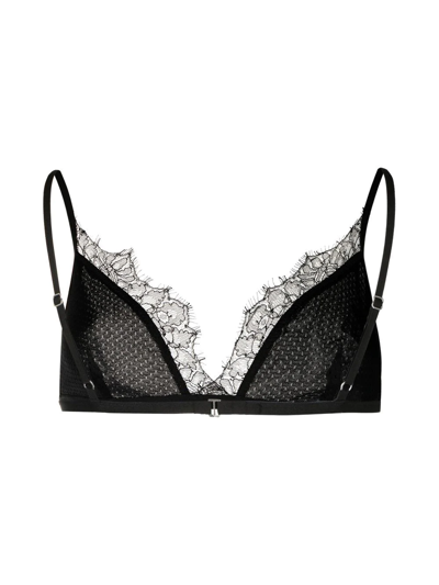 Shop Dion Lee Chantilly Mesh Triangle Bra In Black