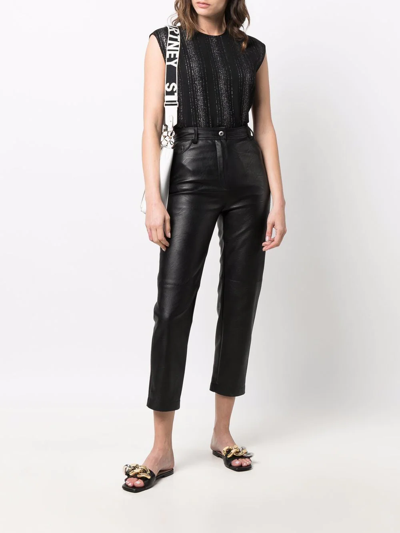 Stella Mccartney Metallic Stripe Sleeveless Crossbar Top In Black