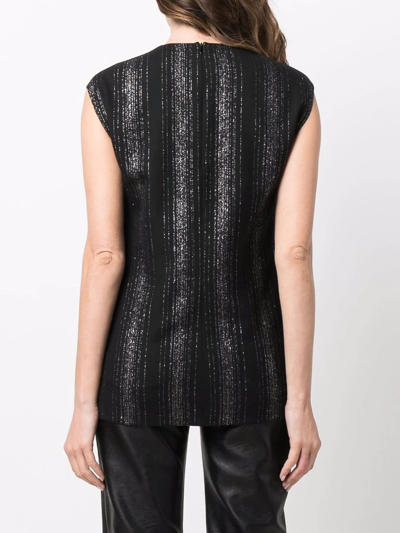 Shop Stella Mccartney Lurex Striped Sleeveless Blouse In Black