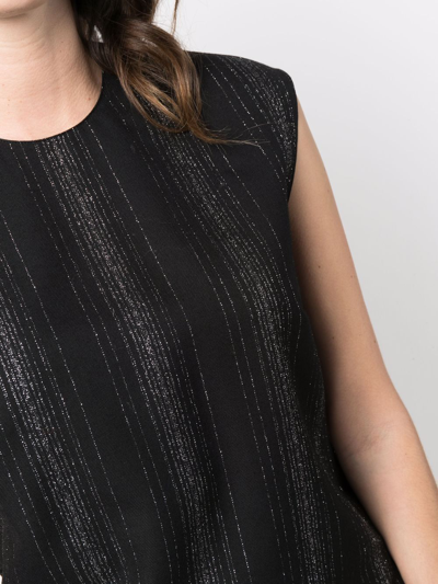 Stella Mccartney Metallic Stripe Sleeveless Crossbar Top In Black