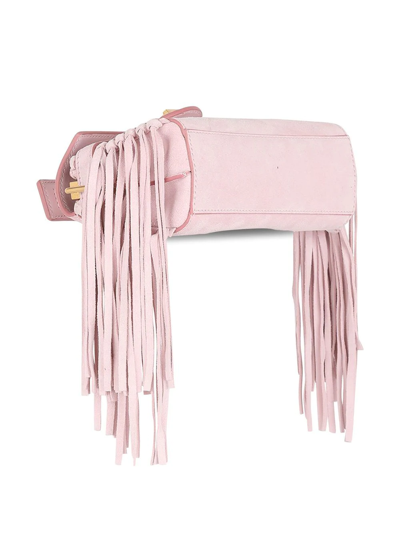 Balmain B-buzz 19 Fringed Shoulder Bag In Pink