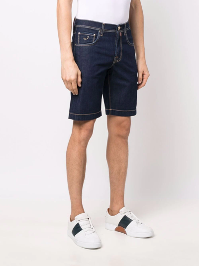 Shop Jacob Cohen Logo-patch Denim Shorts In Blue
