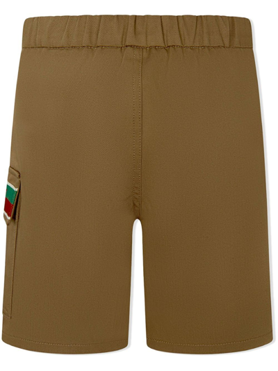 Shop Gucci Side-stripe Logo Track Shorts In Brown
