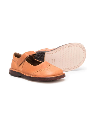 Shop Pèpè Perforated-detail Ballerina Shoes In Brown