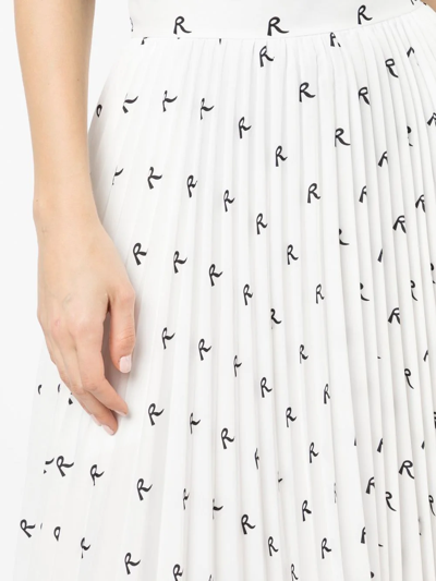 Shop Rochas Monogram-print Pleated Skirt In White