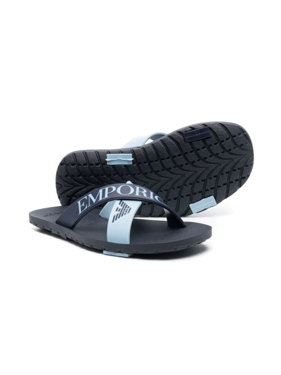 Shop Emporio Armani Logo-strap Sandals In Blue