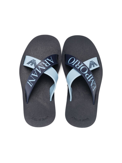 Shop Emporio Armani Logo-strap Sandals In Blue