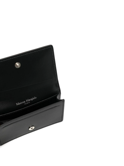 Shop Maison Margiela Four-stitch Leather Card Holder In Black