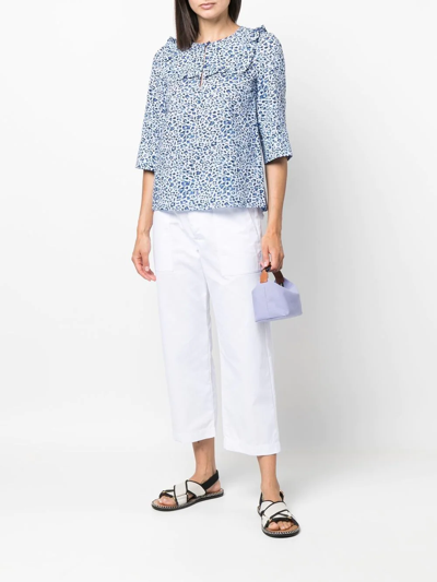Baum Und Pferdgarten Melody Leopard Print Organic Cotton Blouse In Blue