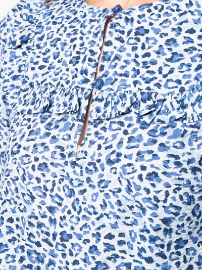 Baum Und Pferdgarten Melody Leopard Print Organic Cotton Blouse In Blue
