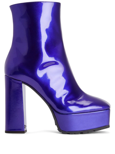 Shop Giuseppe Zanotti Morgana Platform Ankle Boots In Blue