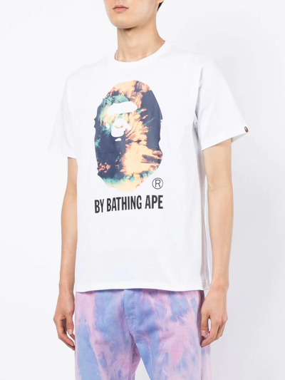 Shop A Bathing Ape Ape Tie-dye Printed T.shirt In White