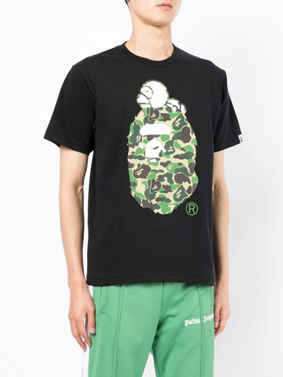 Shop A Bathing Ape Camouflage-print Logo T-shirt In Black