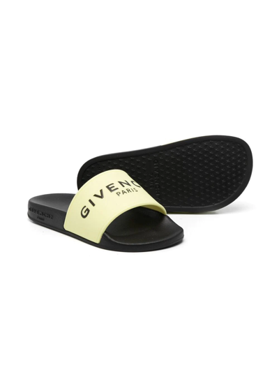 Givenchy Logo-print Flat Slides In Yellow
