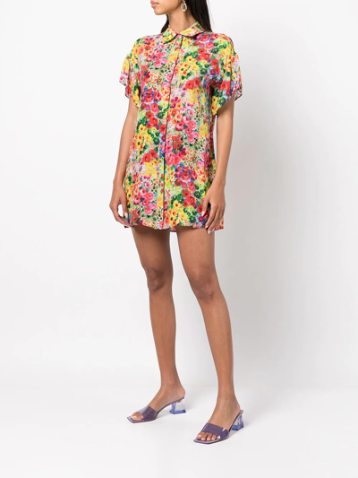 Shop Alice And Olivia Floral-print Shirt Dress In Multicolour