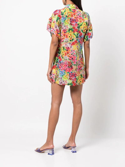 Shop Alice And Olivia Floral-print Shirt Dress In Multicolour