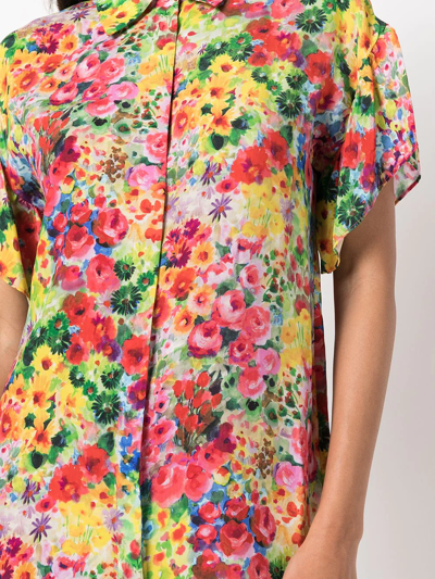 Shop Alice And Olivia Floral-print Shirt Dress In Multicolour