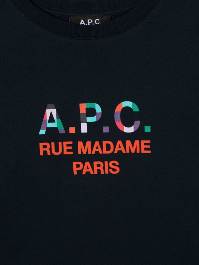 Shop Apc Logo-print Cotton Sweatshirt In Blue