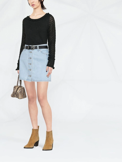 See By Chloé Scalloped Fine-knit Top In Black